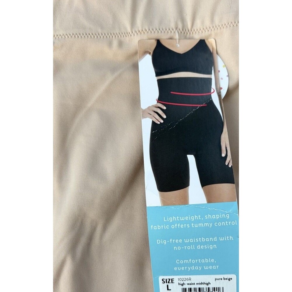New Assets by SPANX Shaping High-Waisted Mid-Thigh Short Beige Nude Shapewear L - Picture 3 of 5